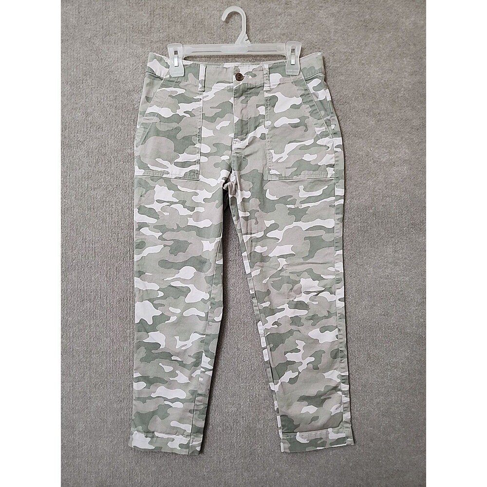 Gap Girlfriend Khaki Pants Womens 6 Green Camo Stretch